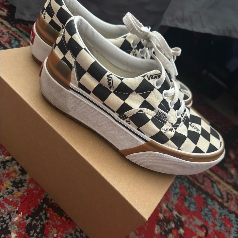 Vans Women's Checkered Sneakers - Black and White